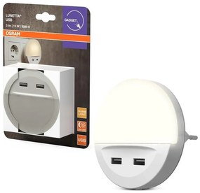 Osram - LED нощна лампа за контакт със сензор LUNETTA 2xUSB LED/13W/230V