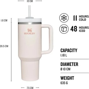 Розов термос със сламка от неръждаема стомана 1,18 l Quencher H2.0 FlowState Tumbler Cherry Blossom – Stanley