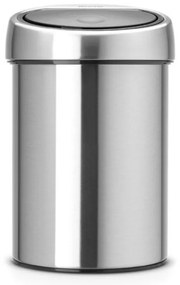 Кош за боклук Brabantia Touch Bin 647217, 3 л, Плавно и безшумно отваряне, Стенен монтаж, Устойчив на пръстови отпечатъци, Инокс
