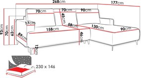 Ъглов диван Lavar-Розово-Ляв