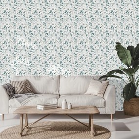 Самозалепващ тапет – Нежни сини цветя с листа