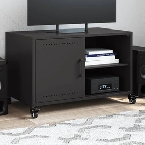 846668 vidaXL ТВ шкаф, черен, 68x39x43,5 см, стомана