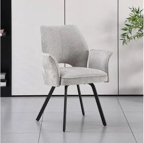 ТУЛИП Тъмно бежово (тъкан UF980-03) - МОДЕРЕН ТАПИЦИРАН СТОЛ С ПОДЛАКЪТНИЦИ ЗА ДНЕВНА/ТРАПЕЗАРИЯ/ОФИС ЛОФТ