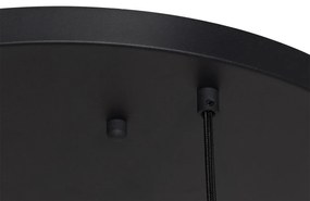 Висяща лампа в стил арт деко черна с опушено стъкло кръгла 7-светлинна - Sandra