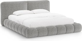 Сиво двойно легло 160x200 cm тапицирано с място за съхранение с включена подматрачна рамка Solange – Micadoni