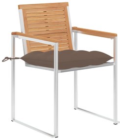 3078604 vidaXL Градински столове, 6 бр, с възглавници, тиково дърво масив