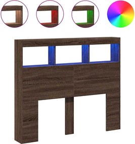 839195 vidaXL Табла шкаф с LED, кафяв дъб, 120x17x102 см