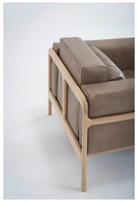 Светлокафяв фотьойл от биволска кожа с масивна дъбова конструкция Fawn - Gazzda