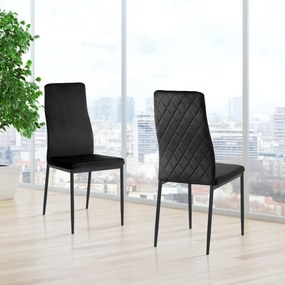 Черни кадифени трапезни столове в комплект от 2 броя Fefè - Tomasucci
