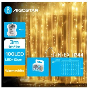 Aigostar - LED Екстериорни Коледни лампички 100xLED/8 функции 3xAA 4x1 м IP44 топло бял