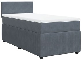 3287633 vidaXL Боксспринг легло с матрак, тъмносиво, 90x200 см, кадифе