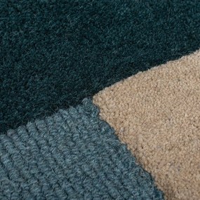 Тъмнозелен ръчно изработен вълнен килим 120x180 cm Labyrinth Shaped – Flair Rugs