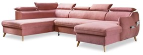Светлорозов кадифен U-образен ъглов разтегателен диван (ляв ъгъл) Sweet Harmony - Miuform