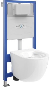 Mexen комплект поддържащ WC стелаж Fenix Slim с тоалетна чиния Lena, бял лъскав - 6103322XX00