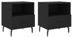 827471 vidaXL Нощни шкафчета, 2 бр, черни, 40x35x47,5 см, инженерно дърво