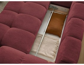 Бордо шенилов сгъваем/с място за съхранение ъглов диван (ляв ъгъл/L форма) Everest – Bobochic Paris