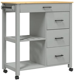 376116 vidaXL Кухненска количка "MONZA" 84x40x88,5 см борово дърво масив