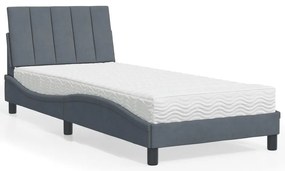 3208563 vidaXL Легло с матрак, тъмносиво, 80x200 см, кадифе