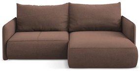 Розов разтегателен ъглов диван с място за съхранение (десен ъгъл) Nanea – Makamii