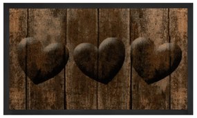 Изтривалка за врата "Кафяви сърца", 45 x 75 cm - Hanse Home