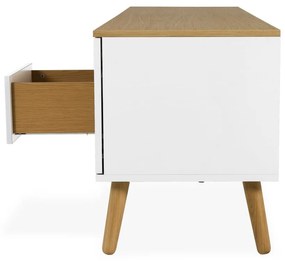 Бяла маса за телевизор с дъбови крака, широчина 192 cm Dot - Tenzo