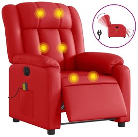 3205262 vidaXL Електрически масажен реклайнер стол, червен, изкуствена кожа