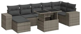 3326841 vidaXL Градински комплект диван с възглавници 8 части сив полиратан