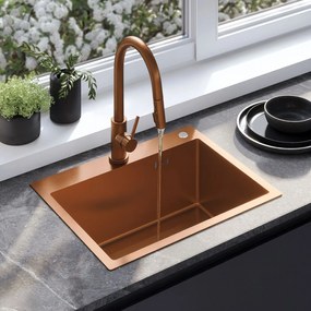 Стоманена мивка Liam BRUSH COPPER