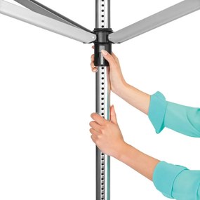Външен простор Brabantia Lift-O-Matic 90300266, 40 м, Регулируема височина, Метален шиш за вкопаване, Калъф, Торба с щипки, Резистентен на корозия, Инокс