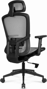 Ергономичен офис стол HC-1045 с мрежеста облегалка - сив