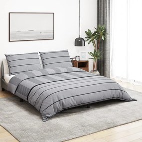 136445 vidaXL Комплект спално бельо, cиво, 225x220 см, памук