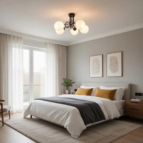 Плафон АЛЕКС, черен/бял, 5xE27