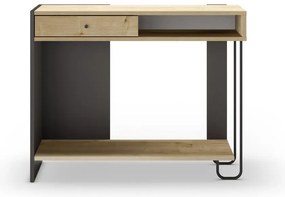 Конзолна маса с дъбов плот в черен и естествен цвят 35x100 cm Saturne - Marckeric