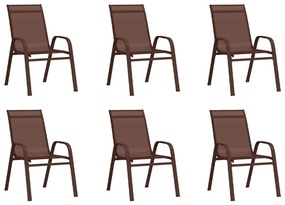 Sonata H Стифиращи градински столове, 6 бр, кафяви, тъкан textilene