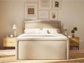 Бежово боксспринг легло 180x200 cm с място за съхранение Fresco – Maison de Rêve