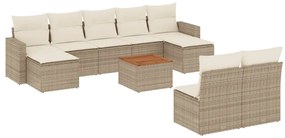 3256653 vidaXL Градински диван с възглавници, 10 части, бежов полиратан