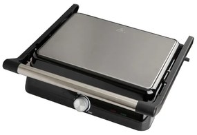 Електрическа скара Rosberg R51442M, 2000W, Грил, Незалепващи плочи-29х23 см, Отваряне на 180°C, Инокс/черен