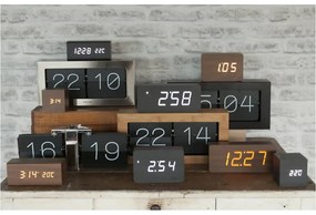 Черен будилник в дървен декор , 21 x 9 cm Tube - Karlsson