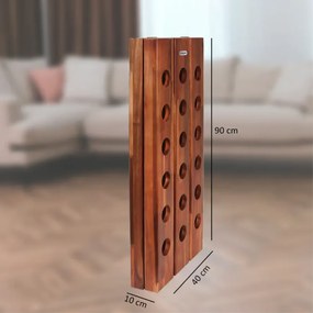 Сгъваема дървена стойка за вино от акациева дървесина за 36 бутилки