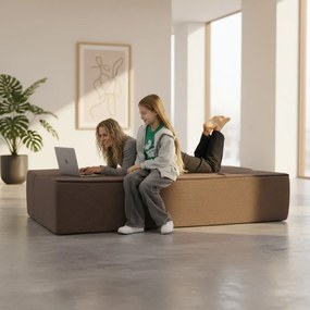 Кафяв компресиран разтегателен диван с размери 200 x 80 cm