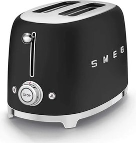 Тостер за хляб SMEG 50's Style TSF01BLMEU, 950W, 2 филии, 6 нива, Тавичка за трохи, Вграден кабел, Неръждаема стомана, Черен мат