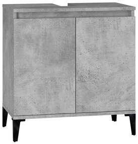 821264 vidaXL Шкаф за мивка, бетонно сиво, 58x33x60 см, инженерно дърво