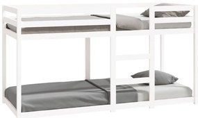 821650 vidaXL Двуетажно легло, бяло, 80x200 см, борово дърво масив