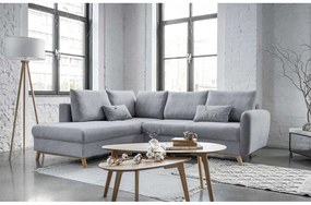 Светлосив ъглов разтегателен диван ляв ъгъл, Scandic Lagom - Miuform