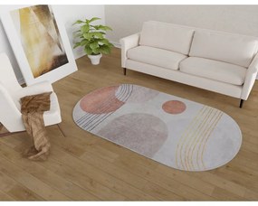Миещ се килим в оранжево и кремаво 80x120 cm Oval - Vitaus