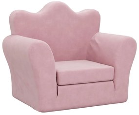 357057 vidaXL Детско диванче, розово, мек плюш