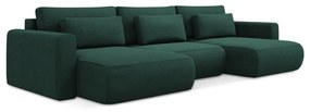 Зелен разтегателен ъглов диван с място за съхранение (U форма) Kapua – Makamii