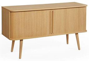 Нисък скрин от декор от дъб с плъзгащи се врати естествен 138x75 cm Rove – Woodman