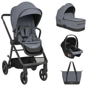 Бебешка количка 3в1 с кош за новородено Mia KIKKABOO - Grey
