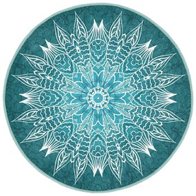 Тюркоазен кръгъл килим подходящ за пране и за прахосмукачки роботи ø 80 cm Comfort – Mila Home